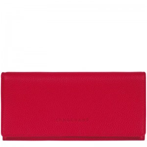 Longchamp Le Foulonné Continental Geldbörse Damen Rot | 8129-AGUVD