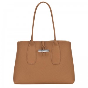 Longchamp Roseau L Tragetaschen Damen Braun | 8460-XHTKZ