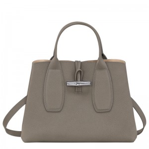 Longchamp Roseau M Handtasche Damen Grau | 8943-JNYIV