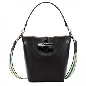 Longchamp Roseau XS Bucket Tasche Damen Schwarz | 9132-DAZYV