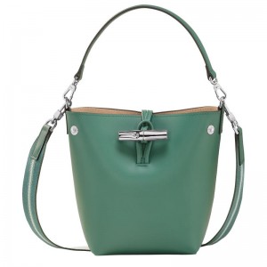 Longchamp Roseau XS Bucket Tasche Damen Grün | 8379-IBCXT