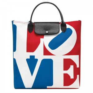 Longchamp x Robert Indiana L Handtasche Herren Weiß | 8054-WLGNR