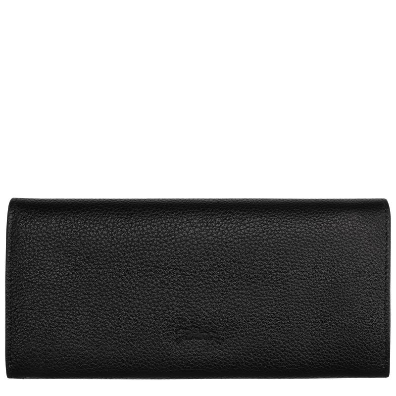 Longchamp Le Foulonné Continental Geldbörse Damen Schwarz | 5674-GHKEB