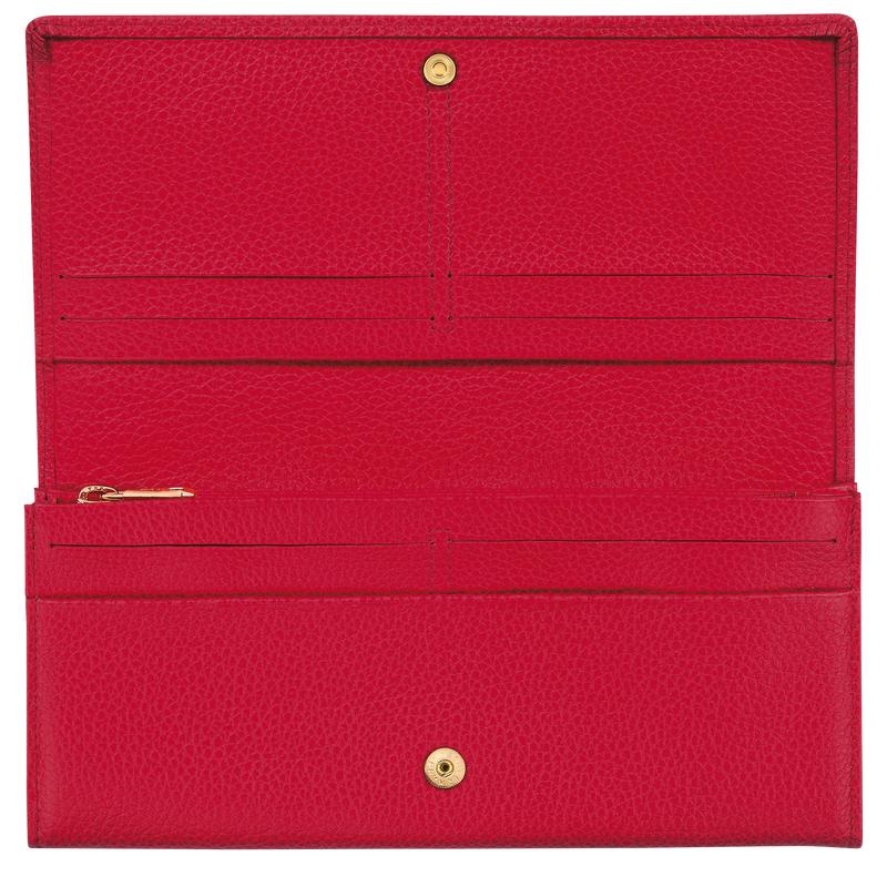 Longchamp Le Foulonné Continental Geldbörse Damen Rot | 8129-AGUVD