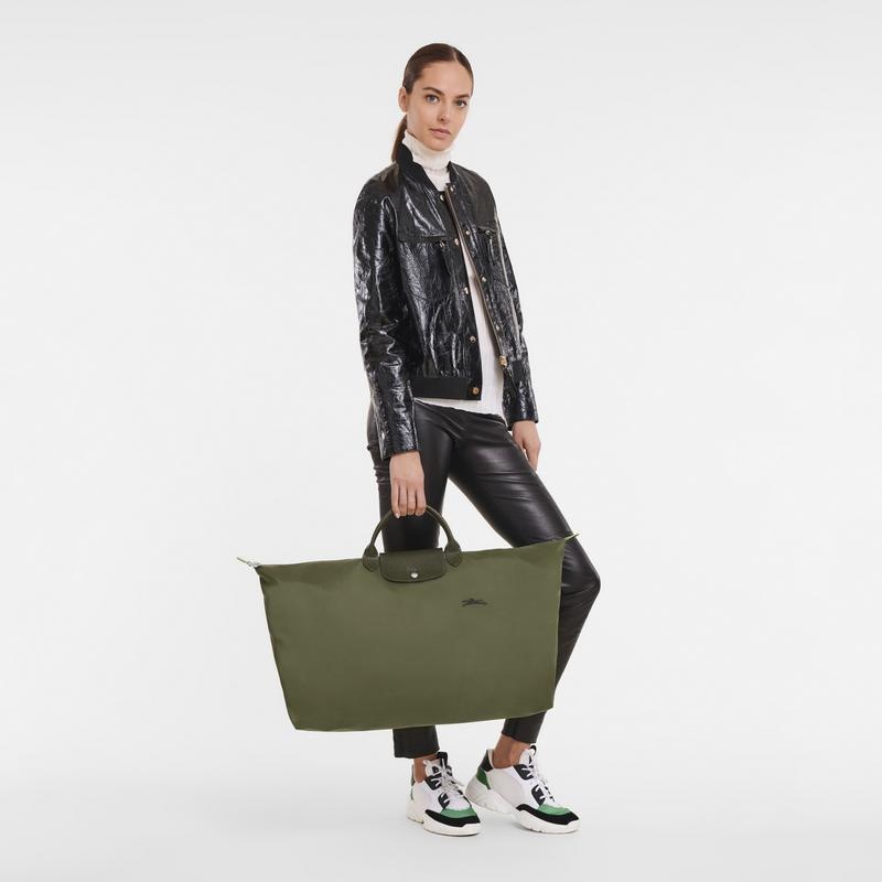 Longchamp Le Pliage Green M Reisetasche Damen Grün | 6149-JZPCO