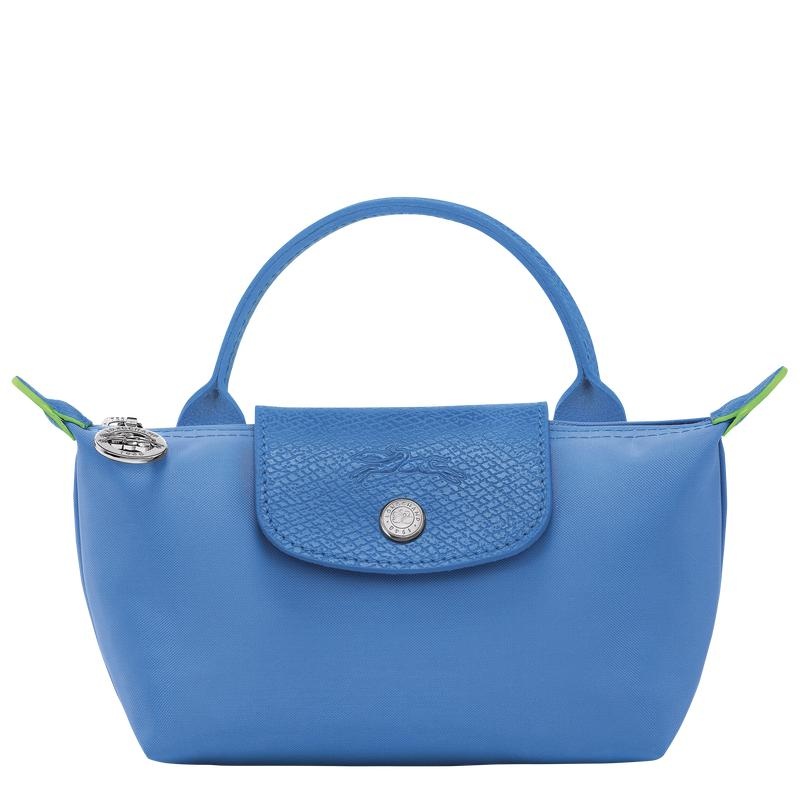 Longchamp Le Pliage Green with handle Beuteltasche Damen Blau | 6357-XOZYV