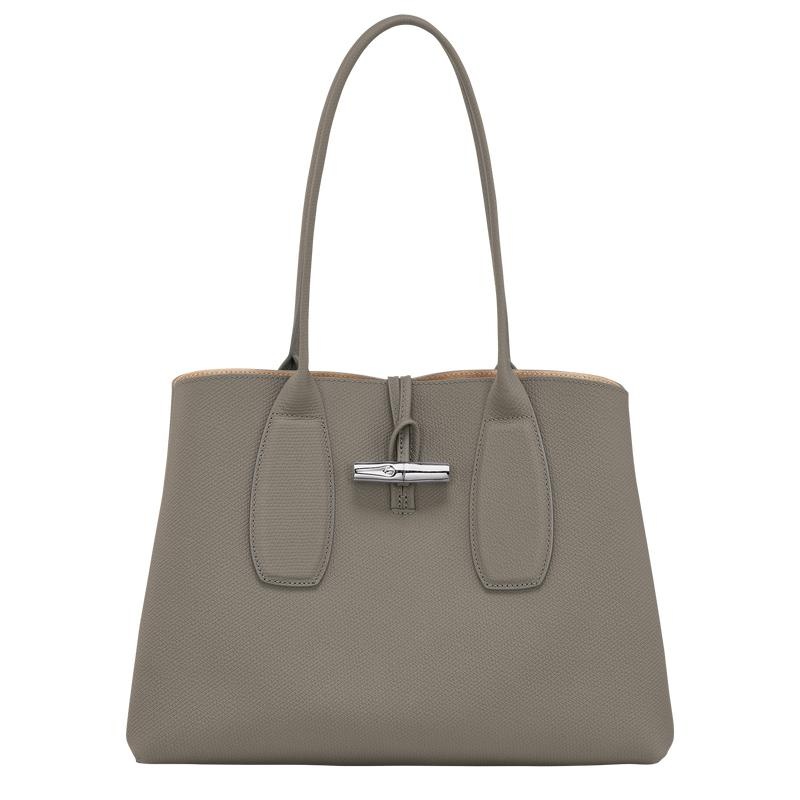 Longchamp Roseau L Tragetaschen Damen Grau | 9257-NJMZH