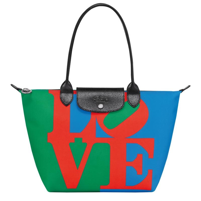 Longchamp x Robert Indiana M Tragetaschen Damen Red/Navy | 7961-AFROZ